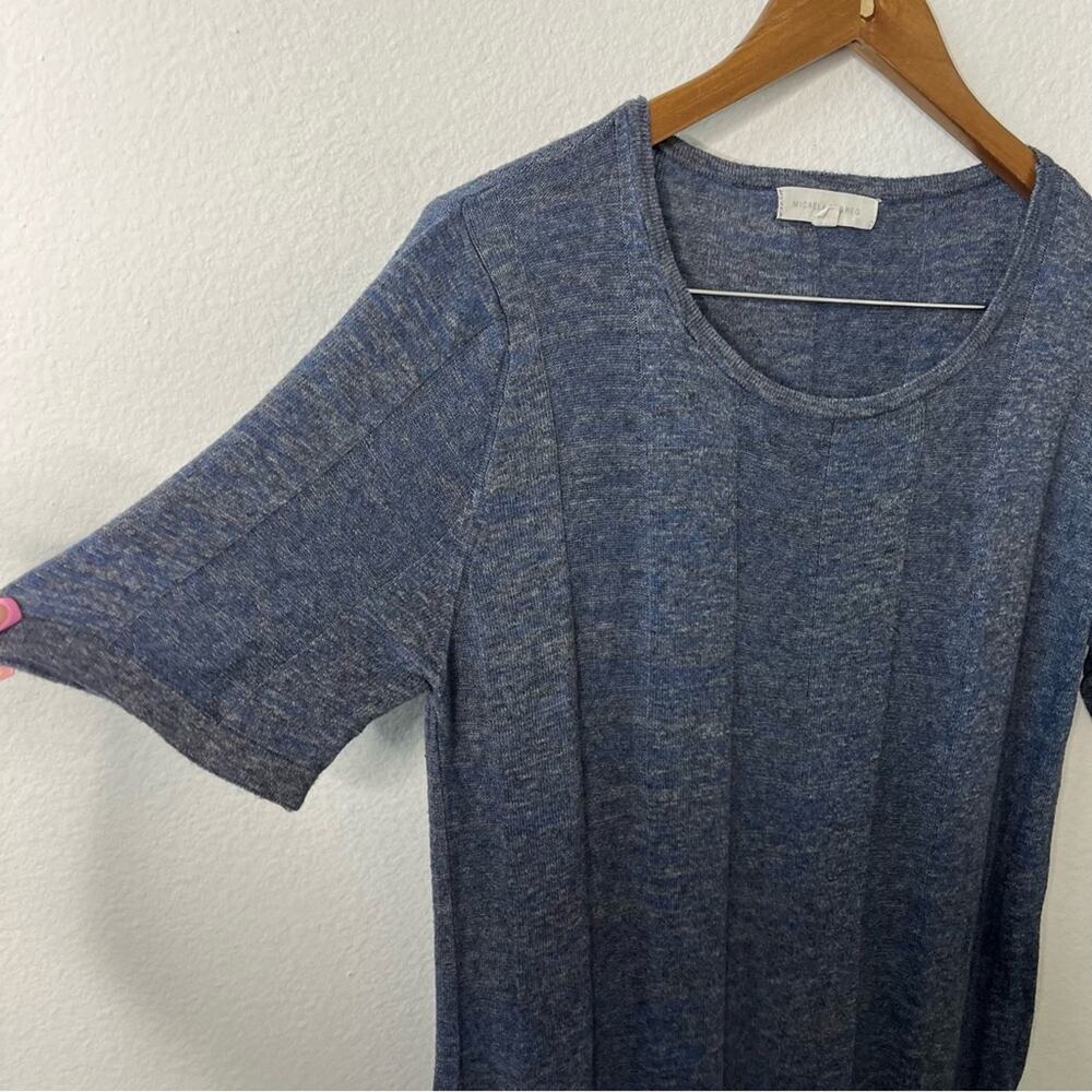 Micaela Greg Blue Wide Rib T Shirt Sweater Dress Midi Shirt Sleeve Womens Size M - Picture 7 of 10
